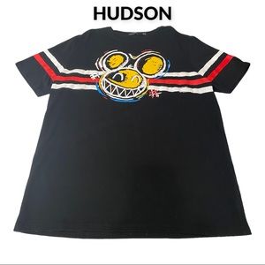 HUDSON OUTERWEAR RARE GRAPHIC SHORT SLEEVE BLACK T-SHIRT UNISEX SIZE X-LARGE